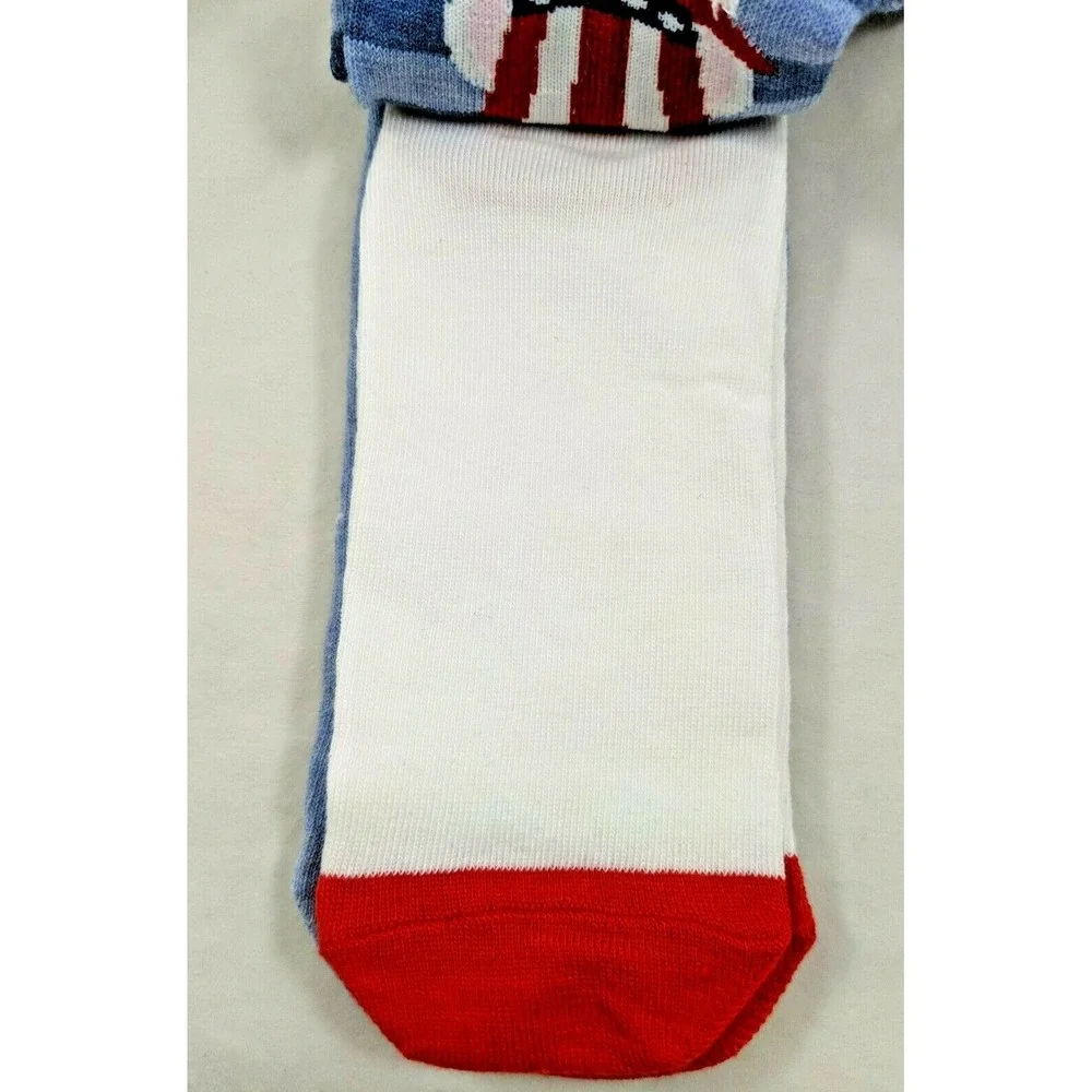 3 Pairs of Patriotic Low Cut Socks Fuzzy Llama Stars Women's Shoe Size 4-10 NWT